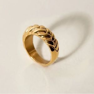 Josi Woven Ring, size 7.75, 14k Gold, Rhodium Plating